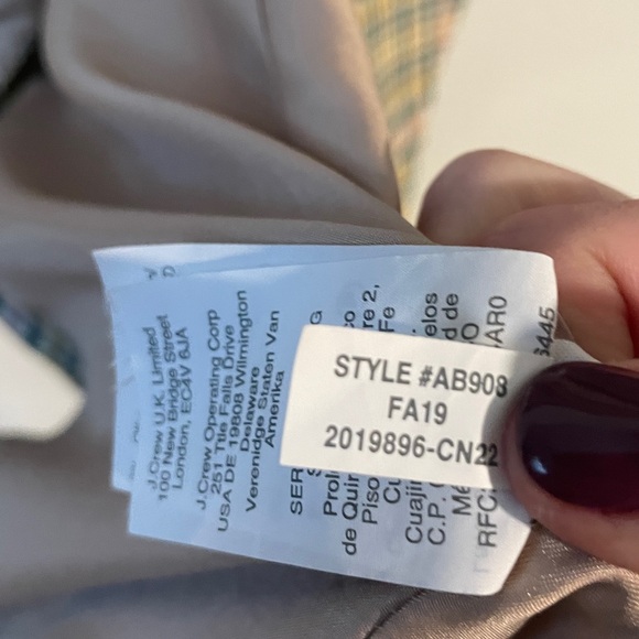 J. Crew Italian Wool Double-breasted Topcoat Cream Houndstooth Midi Coat Size 6 - Picture 10 of 12